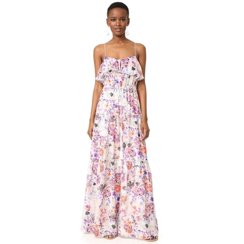 LIKELY Rosy Dream Barada Floral Chiffon Maxi Dress